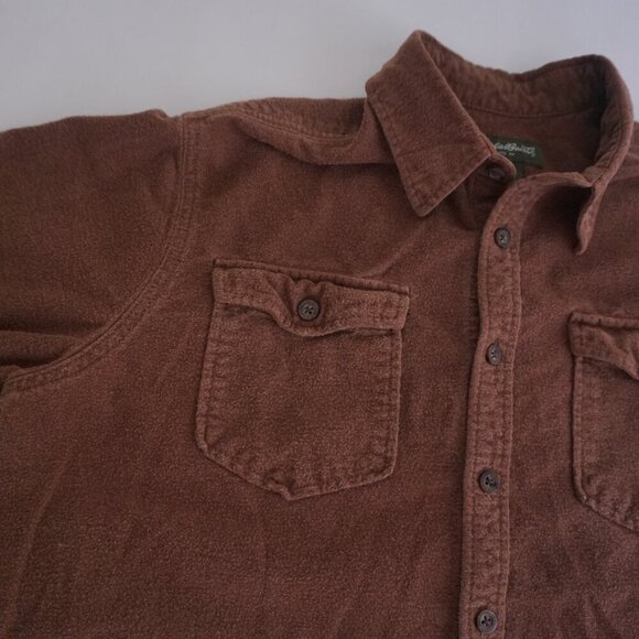 Vintage Eddie Bauer Brown Hunting Outdoors 100% Cotton Button Down Shirt L - Picture 9 of 11